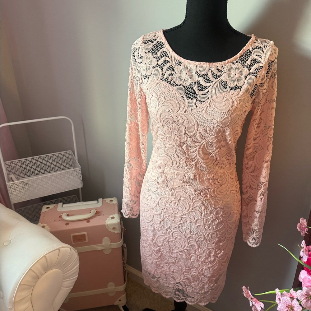 Pink soft lace dress